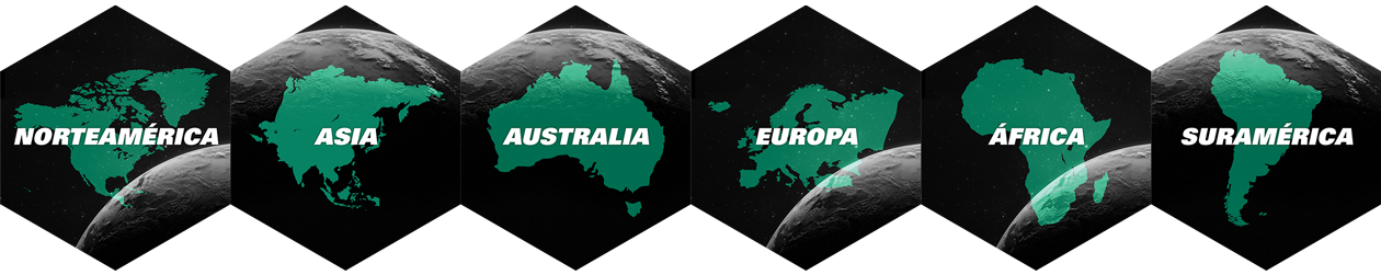 AGI se asocia con clientes en seis continentes: América del Norte, Asia, Australia, Europa, América del Sur y África